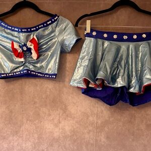 Sparkling Blue Kids Dance Costume with Bow